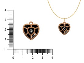 Dije Esmaltado Corazon Dorado Ojo Turco Negro x 5 unidades